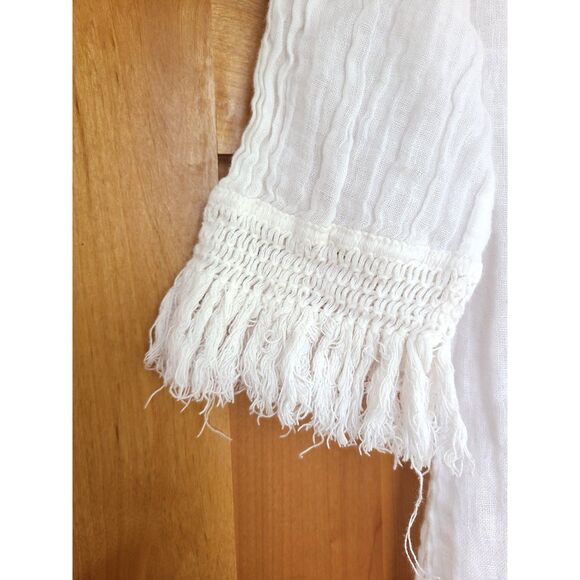 Romantic Boho 100% Cotton White Mini Dress Swim Cover Up Resort Vacation MEDIUM‎ - Picture 3 of 10